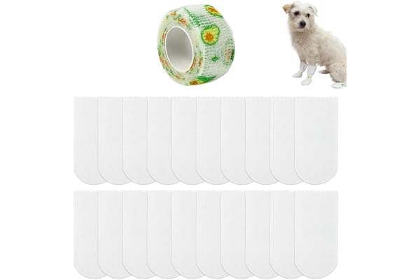 Qpets Pet Walking Shoes, 20Pcs Non-Woven Dog Boots Pet Palm Sleeve Cover for Walking Outdoor Shoes - 8 * 16CM & Below 15KG