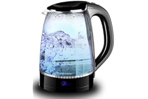 ARDES - AR1K47 Bollitore Elettrico in Vetro Borosilicato - Bollitore Acqua Elettrico Capacità 1,8L con Arresto Automatico - Bollitore Elettrico Senza Fili Base di Rotazione a 360° - Acqua Tisane Tè