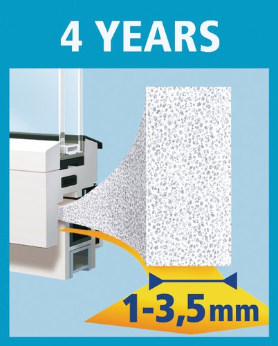 tesamoll Schaumstoffdichtung für Fenster und Türen, weiß, STANDARD, I-Profil, 6m - 2