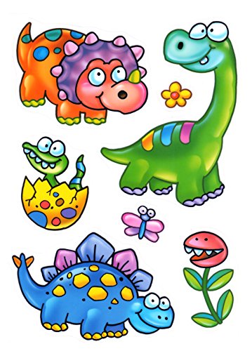 Fensterbilder Set 7-tlg. für Kinder Dinosaurier Tiere Dino fleischfressende Pflanze Blume Schmetterling statisch haftend Fenstersticker Aufkleber Fensterdekoration