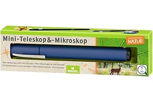 moses. Expedition Natur Mini-Teleskop & -Mikroskop, Forscherzubehör für Kinder, Taschenmikroskop und Taschenteleskop für unterwegs, Perfekt zum Wandern, Zelten oder Campen, 9837, Blau