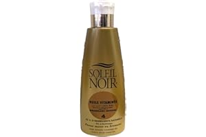 Soleil Noir - Huile de Bronzage Vitaminée 4 - Peaux Très Mates et Bronzées - 95% d’Ingrédients Naturels - Fabrication Française - Flacon avec Capsule Service, 150 ml