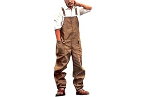 ENEN Peto Vaquero de Mono para Hombre, Denim Pantalón Bib Overgs con Bolsillos Mezclilla Jumpsuit Casual Pantalones Holgado con Pechera Peto de Trabajo