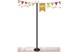 Derkniel 10 FT Outdoor String Light Pole Stand for Hard Ground, Adjustable Globe Patio Light Post for Hanging Outside Decorate Lighting, 1 Pack