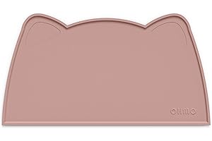 OHMO Napfunterlage für Kleine Hunde und Katze, Unterlage für Katzennapf, rutschfeste Futterunterlage aus Silikon, Wasserdicht, Tee Rosa 52x30cm