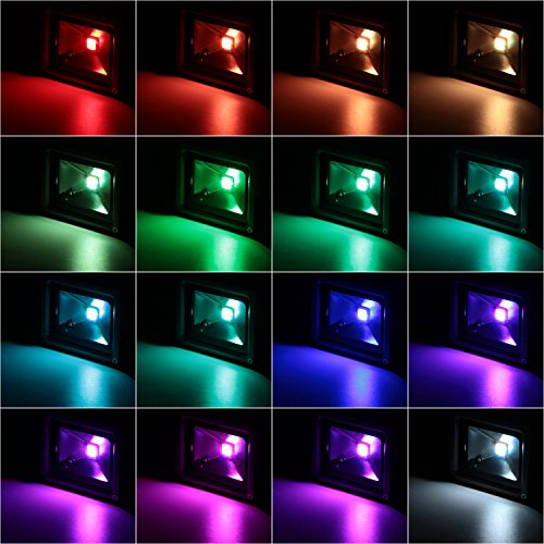 Albrillo LED 10W RGB Fluter mit 16 Farben inkl. Fernbedienung & Stecker, IP65 - 5