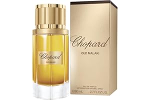 Chopard Oud Malaki 80 ml – Eau de Parfum pour Homme – Fragrance Ambrée Boisée – Notes Sensuelles de Bois de Oud, de Lavande, de Tabac et d'Épices – Flacon en Verre Transparent