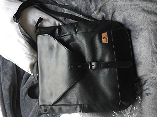 Koolertron Retro Kunstleder Vintage Fashion Unisex School Student Laptop(14″) Rucksack Wanderrucksack Hiking Backpack Damen Herren Schultertasche Rucksack Für Camping Reise Geeignet für Acer Aspire, MacBook, iPhone, iPad und Samsung Tablet drei Farbe (Schwarz) - 2