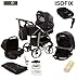 Ferriley & Fitz Daytona Pram & Pushchair Safety Set (car seat & ISOFIX base, rain cover, mosquito net, cup holder, swivel wheels) 06 Black & Black