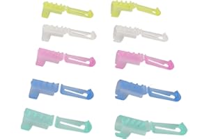 RIUULITY Plastic Yarn Guide Finger Holder Knitting Thimble Tool for Crochet Crafts, Hard and Stable, Practical and Easy to Use (4 Pieces, Green, Blue, Yellow, Pink)