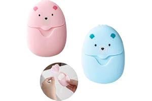 LZZEM 2 Boxes (100pcs) Disposable Soap Paper Mini Portable Soap Paper Sheets Hand Wash Paper Scented Soap Paper with Buckle Storage Box for Travel Camping Hiking