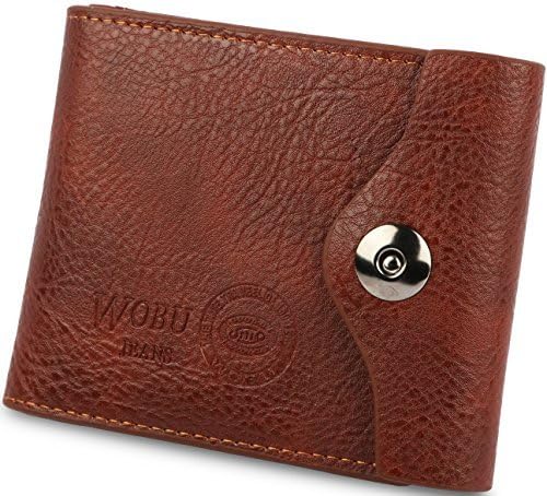 GPCT Premium Men's Slim Bifold Leather Extra Capacity Wallet. 3 Card Slot, 2 ID Windows, Zippered Pocket for Bills, Tickets, Coin Pocket, Slip-In Pockets, 2 SIM Card Spots. Magnetic Button Clasp!