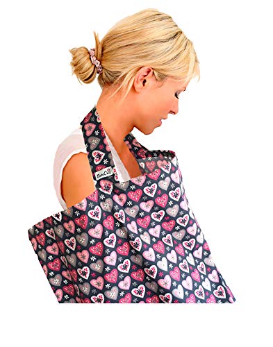 BebeChic.UK Oeko-Tex® - Fundas para lactancia materna (100% algodón), diseño de corazones, color gris y rosa