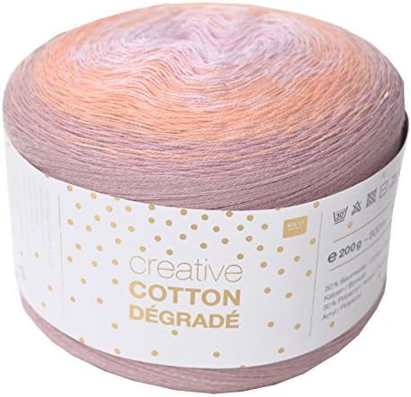 Rico creative Bobbel Cotton Degraded Colour 002, 200g Bobbel with Subtle Colour Gradient, Approx. 800m Colour Gradient Yarn