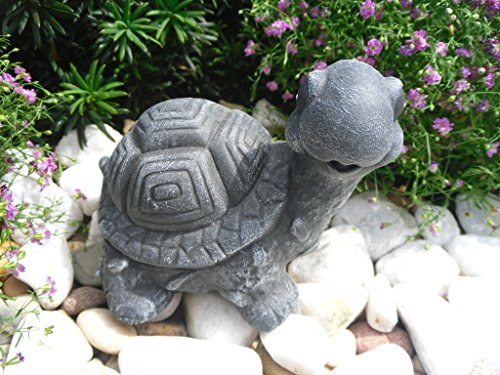 Steinfigur Schildkröte, Gartenfigur Steinguss Tierfigur Basaltgrau - 3