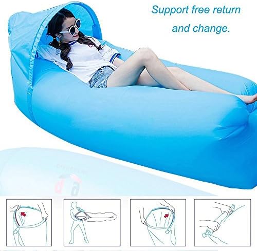 PAIGOU Original Design 0,9 kg Sofa / aufblasbare schnelle tragbare Bett für Ausflüge im Freien Camping Lounge Strand und Garten Freizeit Schlafsäcke Camping Bett mit Regenschirm