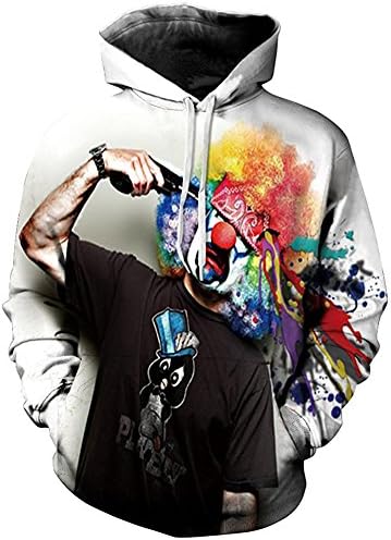Sweatshirts Hoodies Mens Womens Long Sleeve Fleece Animals 3D Graphic Print Jumpers Hoodies For Men Sportswear Size S M L XL 2XL,Clown,Medium