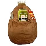 Spuddy, Peluche cojín marrón con bolsillos para aperitivos y mando a distancia