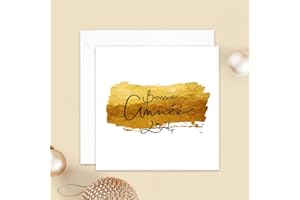 popcarte Carte de vœux 2024 • Joli Peinture • Lot de 16 Cartes • Papier haut de gamme • 16 Enveloppes Blanches • 14x14 cm Pliée • Idéal pour souhaiter la Bonne Année et Nouvel An