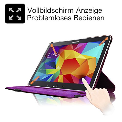 Fintie Samsung Galaxy Tab 4 10.1 Hülle – 360° Drehbarer Stand Smart Cover Case Schutzhülle Tasche Etui mit Ständerfunktion Auto Schlaf / Wach Funktion für Galaxy Tab 4 10.1 SM-T530 SM-T535 Tablet, Lila - 4