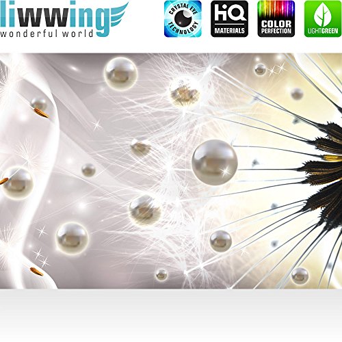 Vlies Fototapete 152.5x104cm PREMIUM PLUS Wand Foto Tapete Wand Bild Vliestapete – Pflanzen Tapete Pusteblume Perlen Fasern beige – no. 2023 - 2