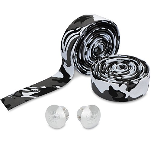 Topcabin® Camouflage-Serie, Bequeme Gel-Lenkerbänder für Rennräder, mit reflektierenden Lenkerstopfen