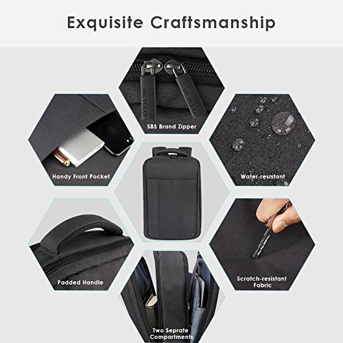 REYLEO Business Rucksack Herren Und Damen Laptop Tasche Backpack Für Stadt Und Büro Schwarz Wasserdicht - 2