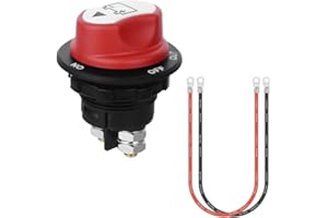 Jtron Battery Switch with Cable Disconnect Switch Motorcycle On/Off Cover Removable Battery Switch 12 V Mini with 8AWG Cable 50 cm for Marine Boat Caravan Car Vehicles (100A)