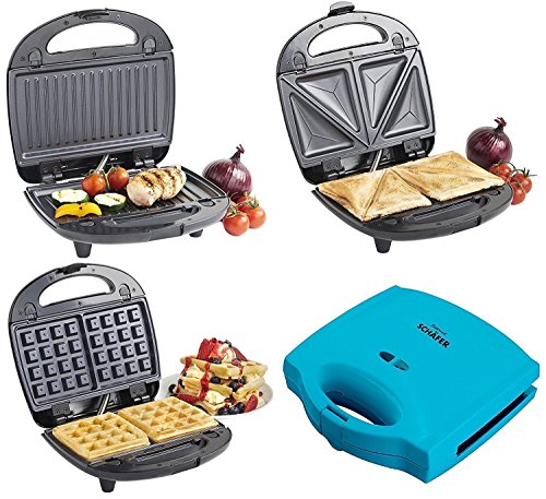 Moderner 3 in 1 Sandwich Toaster / Waffeleisen / Sandwichmaker / Sandwichtoaster (türkis)
