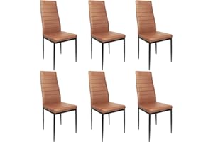 LANTUS Pack 6 Sillas Lauter Polipiel - Set de Sillas de Comedor, Asiento y Respaldo Acolchado, Set de sillas de Comedor,SGS Tested,6 Piezas (marrón)