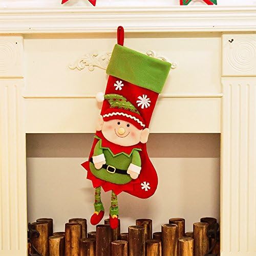 Large Christmas Socks Christmas Candy Bags Socks Children Christmas Decorations Hanging Candy Gift Bag Xmas Tree Ornament Hanging Pendants Decor (Elf Christmas stockings)