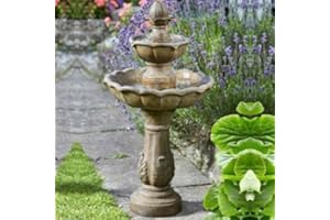 Garden Mile Fuentes de Agua solares, Hermosa característica rústica, Adornos de Agua solares de jardín también se Pueden Utilizar como un baño de pájaros para tu jardín o Patio (Kingsbury)