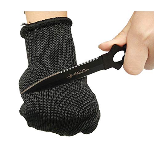 Preisvergleich Produktbild Mehrzweck Edelstahl Draht 5 Grade Schnittfeste Handschuhe Arbeit Schutz Schutz Schnittfeste Handschuhe Anti-Blade Anti-Glass, schwarz, One Size