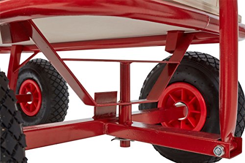 Bollerwagen mit Tragkraft 100 kg, Holz-Seitenwände und Boden, Metallrahmen mit Pulverbeschichtung, Transportwagen, Handwagen aus Holz, 10 Zoll Gummi-Reifen, Izzy Sport - 5