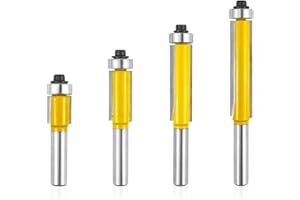 ORTVIAI 4 Stück Bündigfräser Kugellager Oben, Fräser für Oberfräse 8mm, bündigfräser 8mm, Fräser Set Kanten Kopierfräser mit Kugellager, Nutfräser für Zimmerei Fasen Holzbearbeitung Trimmen