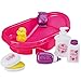 Produktbild Puppen Badewanne 32 cm mit Zubehör wie Seifenspender, Creme: Puppe Baby Zubehör Puppenwanne Pink für New Born Baby etc.