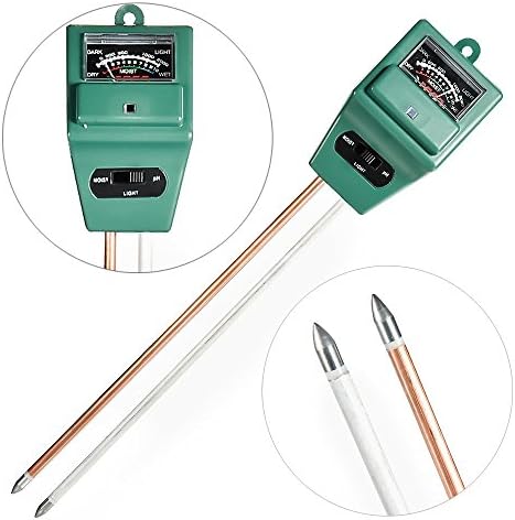 Gearmax® 3-in-1 Soil Moisture Meter with Plant Light &amp; PH Test Gauge Function, Suitable for Testing pH Acidity, Moisture &amp; Sunlight for Gardening, Farming, indoor &amp; outdoor, No Battery Needed