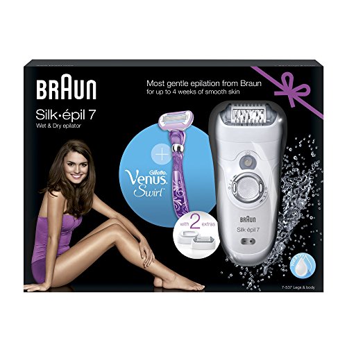 Braun Silk Epil 7 7-573 Women's Wet and Dry Cordless Epilator with 2 Attachments and Bonus Gillette Venus Swirl… - Image 5