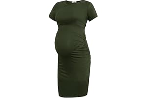 Smallshow Vestido de Maternidad de Manga Corta para Mujeres Ropa Fruncida para Embarazadas