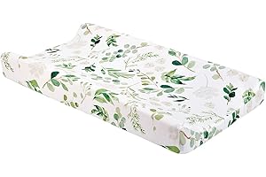 I3C Baby Floral Diaper Changing Pad Cover Cradle Mattress Sheets, Cover Baby Nursery Diaper Changing Pad Sheets (Green Leaves)