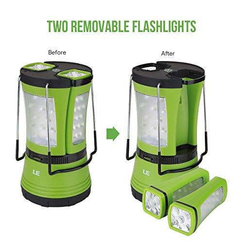 LE Aufladbare LED Camping Laterne mit 2 abnehmbaren Mini Taschenlampen 600lm , Wasserdichte Zeltleuchte, Notfallleuchte inkl. USB-Kabel + KFZ/Auto-Ladegerät, Aussenleuchte für Camping, Wandern, Notfall Outdoor - 9