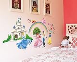 ufengke® Prinzessin Schloss Prinzessin und Prinz Wandsticker, Kinderzimmer Babyzimmer Entfernbare Wandtattoos Wandbilder - 2