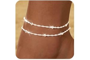 ZHESHY Pulseras Tobilleras Plata Dorado para Mujeres Multicapa Tobillera 18 Quilates con Corazón Cruz Cuentas Ajustable Impermeable Moda Joyería Tobilleras Verano Playa para Mujeres y Niñas Regalos