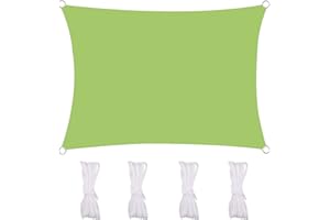 MEEYI Sun Segel Sonnensegel 3X4m Sonnenschutz Segeltuch 95% Beschattung UV Schutz Wetterschutz Wasserabweisend Windschutz & Tear Resistant Für Garten Terrasse Balkon, Grün