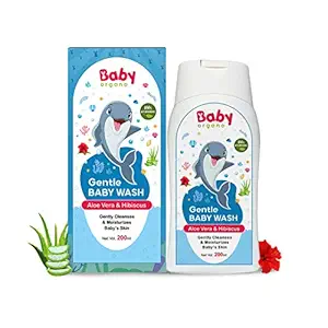 Baby Organo Gentle Baby Body Wash Cleanses and Moisturizes Babys Skin, Restores the normal pH balance of the skin, 100% Ayurvedic, Absolutely Safe & Natural for new born babies, FDCA Approved (200ml)