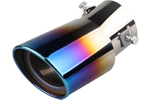 Adunsiaoto Automotive Exhaust Tail Pipe Muffler, Universal Exhaust Tail Tip Pipe Muffler Trim, Stainless Steel Car Exhaust Tip Tail Pipe Car Accessories for Most Car, Accessories(Blue-Bent)