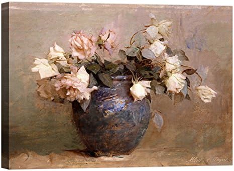 LuxHomeDecor Framework Print on Canvas with Wooden Frame Abbott Handerson Thayer Roses 40 x 30 cm
