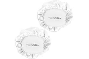MELTU 2 Pack Hair Bonnet for Sleeping, Satin Bonnet with Wide Elastic Band, Silk Hair Wrap for Sleeping, Soft Sleep Cap (White 2 Pcs)