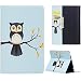 Produktbild KingSang iPad Pro 9.7" Lederhülle, Kunstleder Klapphülle Schutzhülle Leder Tasche Euti Hülle für Apple iPad Pro 9.7" 2016 Brieftasche Leather Case Cover mit Standfunktion - Eule Lichtblau