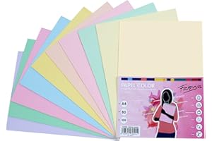 Papel color fabrisa din a4 80g/m2 colores pastel surtidos paquete de 100 hojas